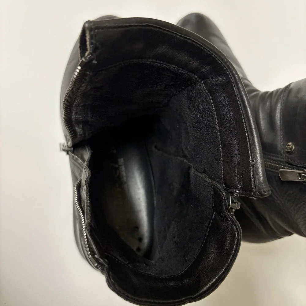 Mephisto Phila Black Leather Double Zipper Ankle Boot Size 7 Made In Bosnia